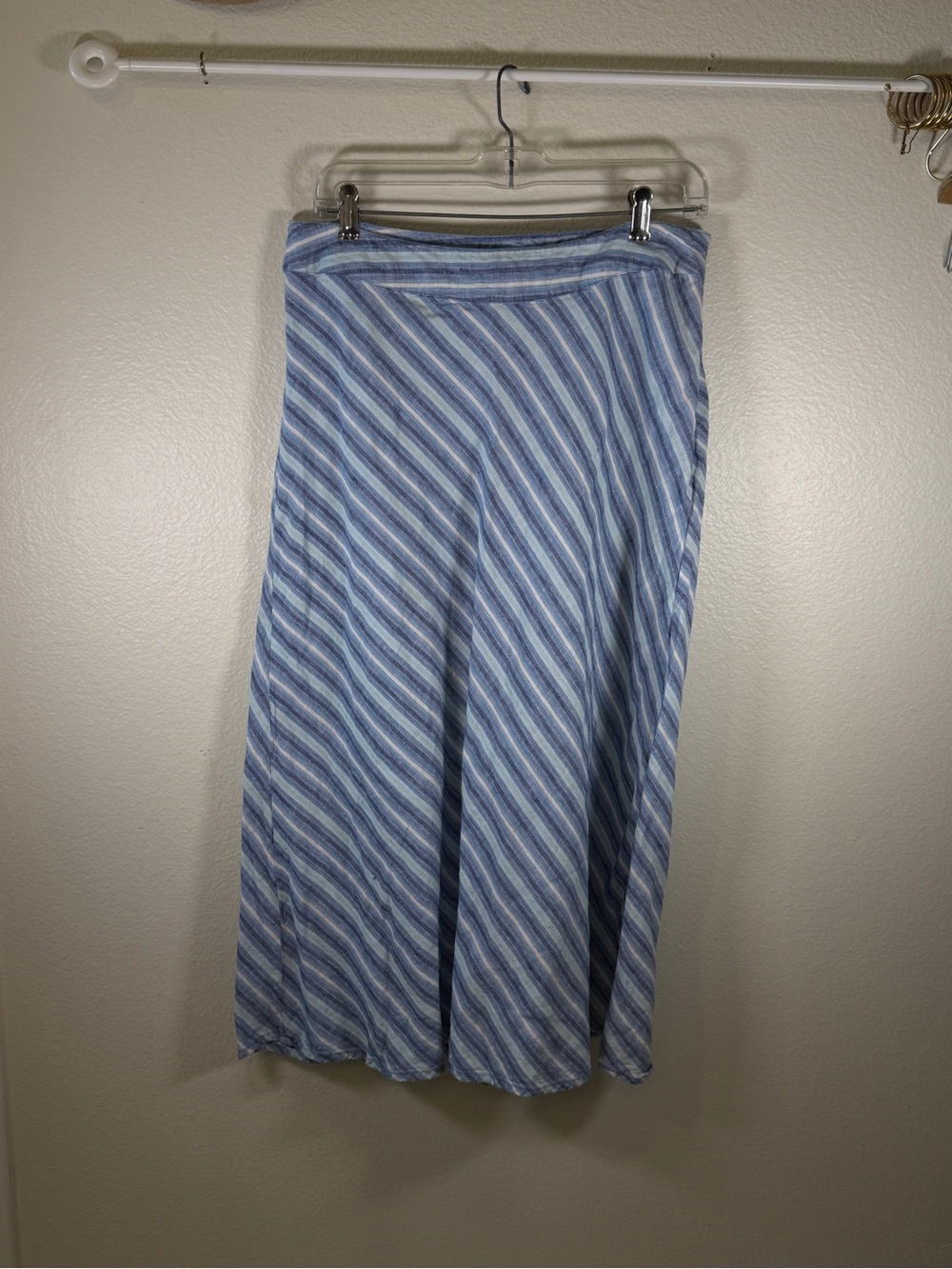 Cherokee Light Blue and White Striped Maxi Skirt
